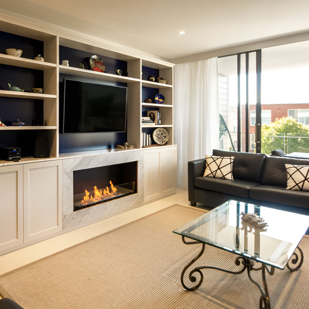 Living room wall units deals with fireplace