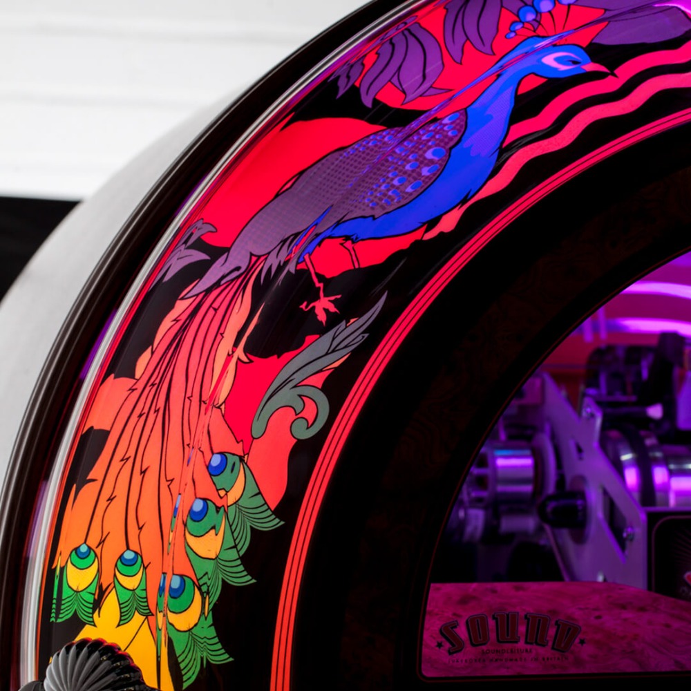 Sound Leisure Dome Top Vinyl Jukebox Peacock Design Details