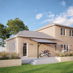 Wall Mounted Felt Shingle Roof Carport - Rustic Brown - 2.5m Depth x 3.62m Width