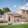 Wall Mounted Felt Shingle Roof Carport - Rustic Brown - 2.5m Depth x 2.9m Width