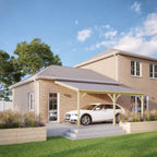 Wall Mounted Felt Shingle Roof Carport - Light Green - 2m Depth x 7.22m Width