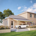 Wall Mounted Felt Shingle Roof Carport - Light Green - 2m Depth x 5.06m Width