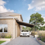 Wall Mounted Felt Shingle Roof Carport - Rustic Brown - 3.5m Depth x 6.5m Width