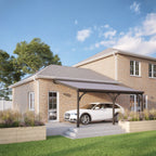 Wall Mounted Felt Shingle Roof Carport - Rustic Brown - 3m Depth x 6.5m Width