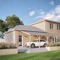 Wall Mounted Felt Shingle Roof Carport - Light Green - 3m Depth x 7.22m Width
