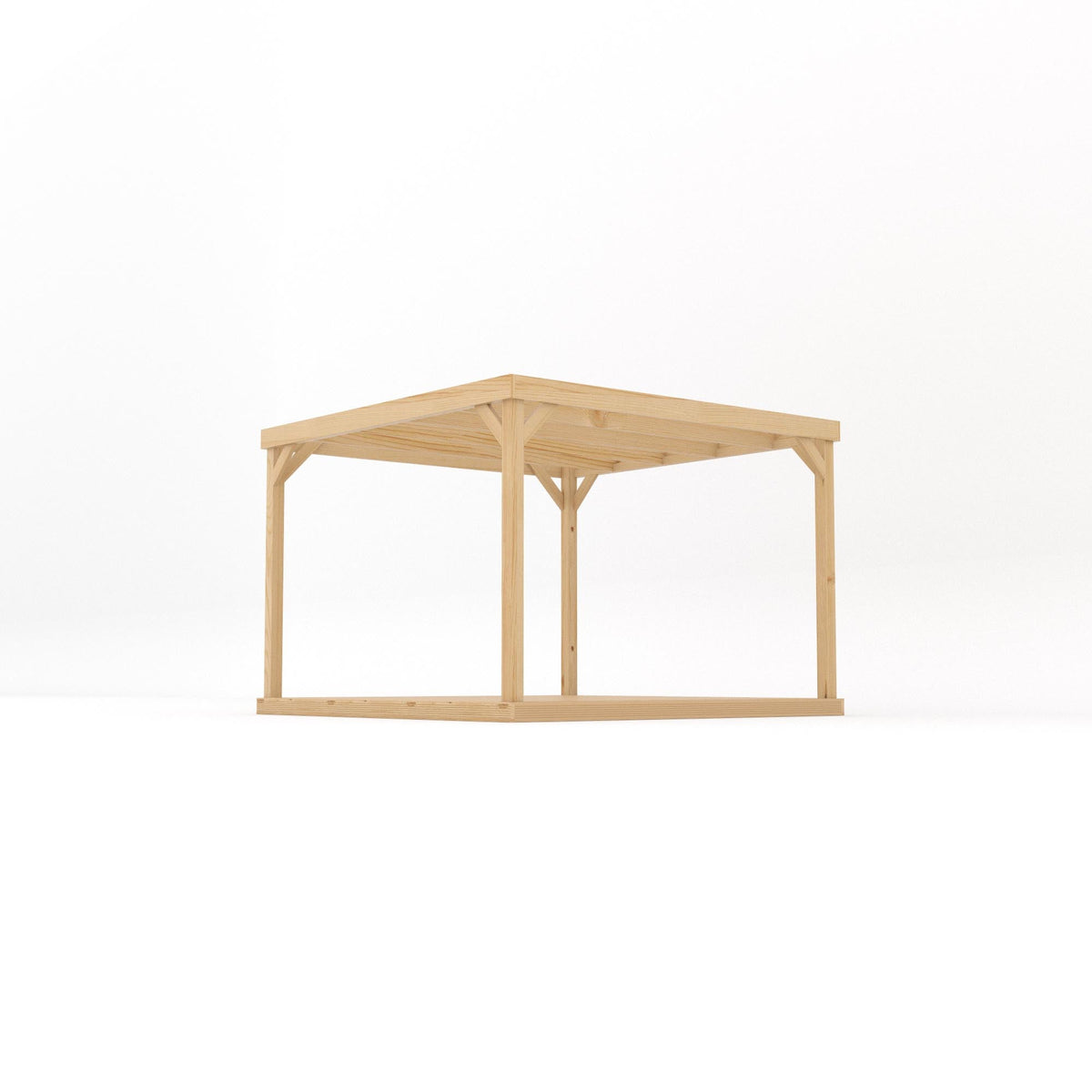 Freestanding Box Pergola with Decking - Light Green - 3m Width x 3m Length