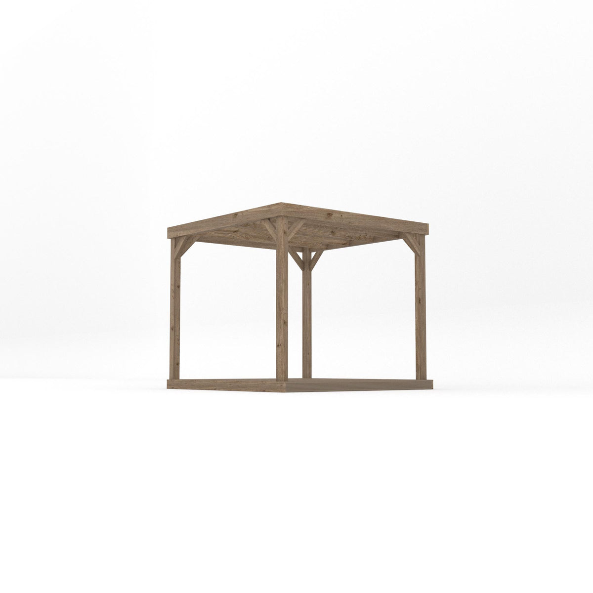 Freestanding Box Pergola with Decking - Rustic Brown - 2.4m Width x 2.4m Length