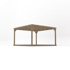 Freestanding Box Pergola with Decking - Rustic Brown - 3.6m Width x 3.6m Length