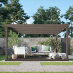 Freestanding Box Pergola with Decking - Rustic Brown - 3m Width x 3m Length