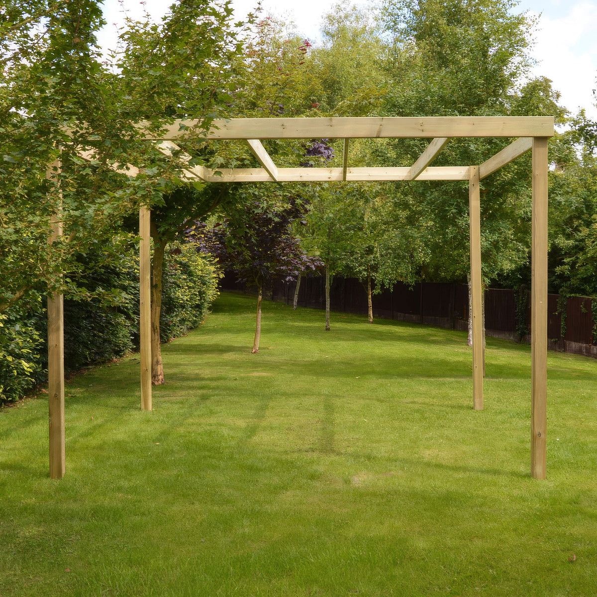 Freestanding Box Pergola - Light Green - 3m Width x 4.8m Length