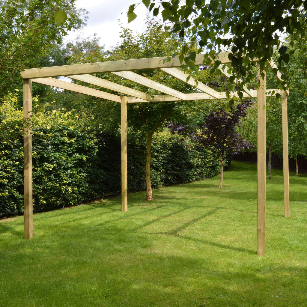 Freestanding Box Pergola - Light Green - 3.6m Width x 5.4m Length