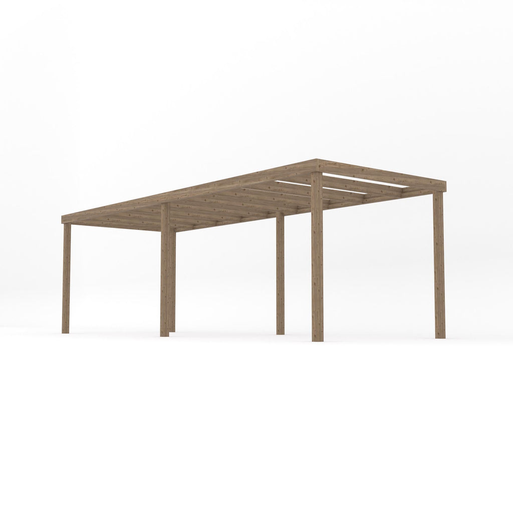 Freestanding Box Pergola - Rustic Brown - 1.8m Width x 6.6m Length
