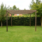 Freestanding Box Pergola - Rustic Brown - 3m Width x 3.6m Length