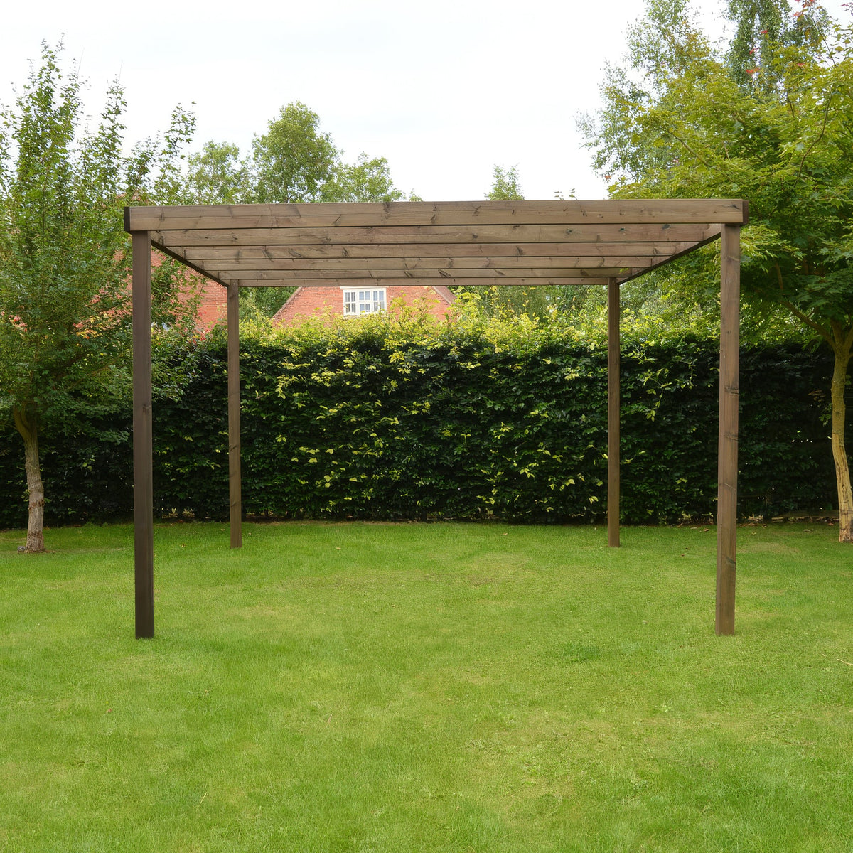 Freestanding Box Pergola - Rustic Brown - 3m Width x 3.6m Length