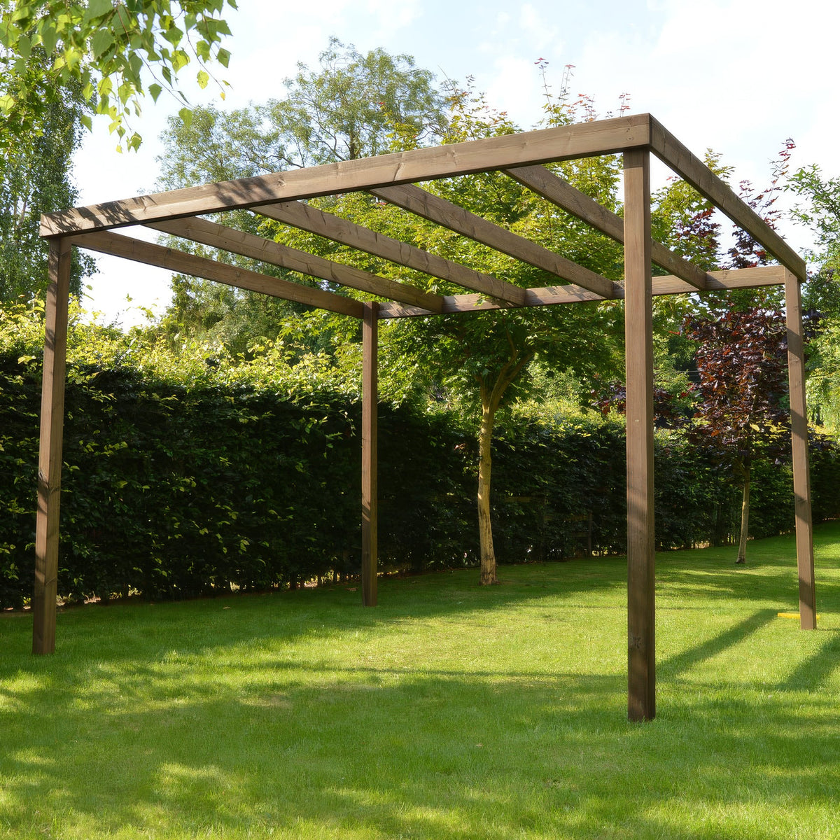 Freestanding Box Pergola - Rustic Brown - 3m Width x 3.6m Length