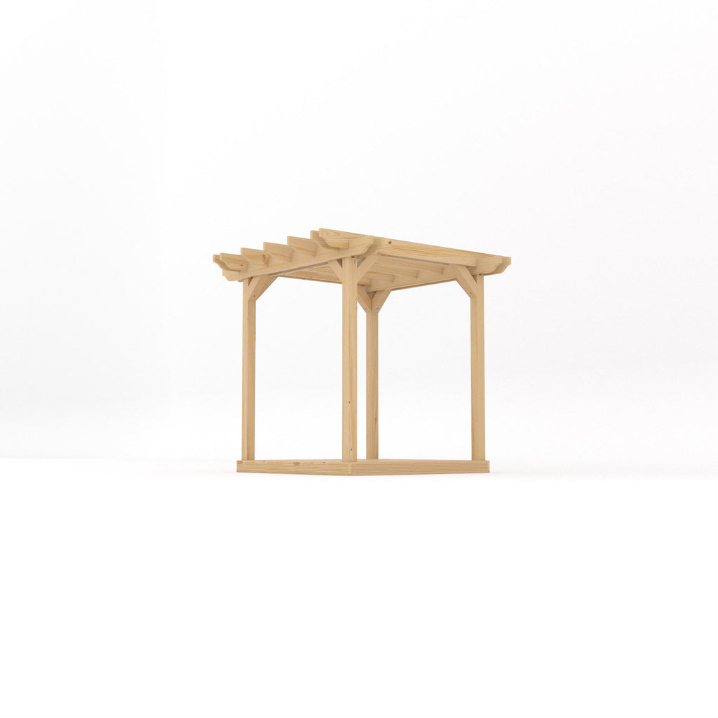 Freestanding Double Garden Pergola with Decking - Light Green - 2.4m Width x 2.4m Length