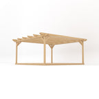 Freestanding Double Garden Pergola with Decking - Light Green - 4.8m Width x 4.8m Length