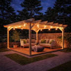 Freestanding Double Garden Pergola with Decking - Light Green - 2.4m Width x 2.4m Length