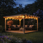 Freestanding Double Garden Pergola with Decking - Light Green - 4.8m Width x 4.8m Length