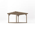 Freestanding Double Garden Pergola with Decking - Rustic Brown - 3.6m Width x 3.6m Length