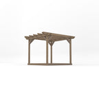 Freestanding Double Garden Pergola with Decking - Rustic Brown - 3m Width x 3m Length