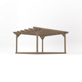 Freestanding Double Garden Pergola with Decking - Rustic Brown - 4.2m Width x 4.2m Length