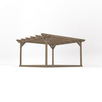 Freestanding Double Garden Pergola with Decking - Rustic Brown - 4.2m Width x 4.2m Length