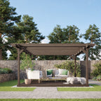 Freestanding Double Garden Pergola with Decking - Rustic Brown - 4.8m Width x 4.8m Length