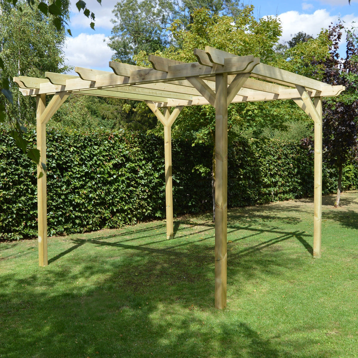 Freestanding Double Garden Pergola - Light Green - 3.6m Width x 7.2m Length