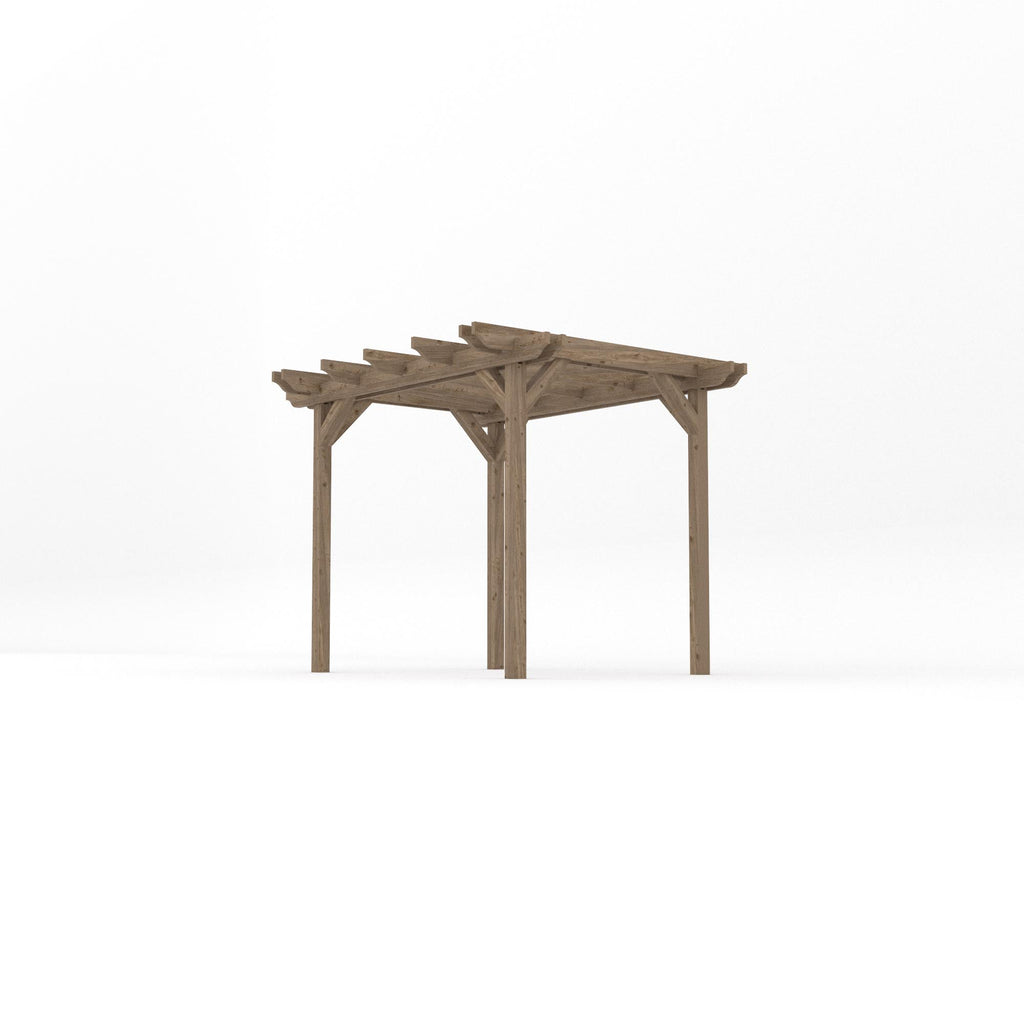 Freestanding Double Garden Pergola - Rustic Brown - 2.4m Width x 3m Length