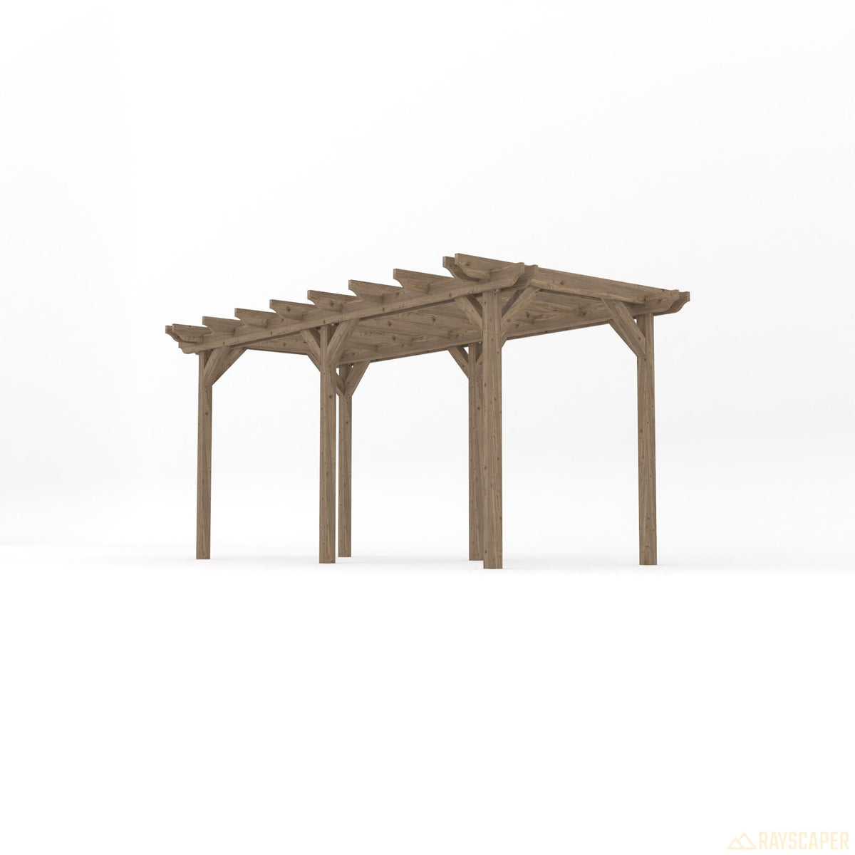 Freestanding Double Garden Pergola - Rustic Brown - 4.2m Width x 4.8m Length