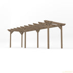 Freestanding Double Garden Pergola - Rustic Brown - 3.6m Width x 7.2m Length