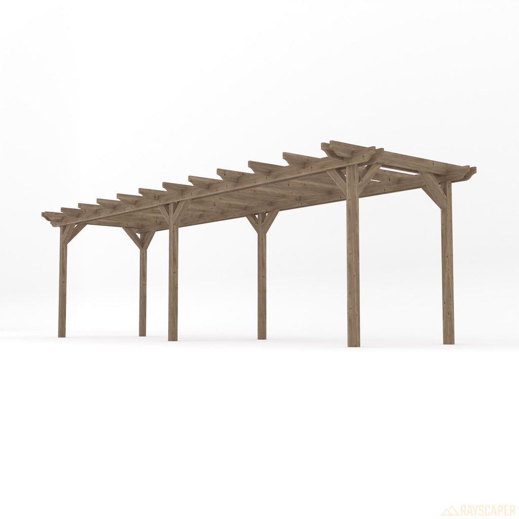 Freestanding Double Garden Pergola - Rustic Brown - 3m Width x 7.8m Length