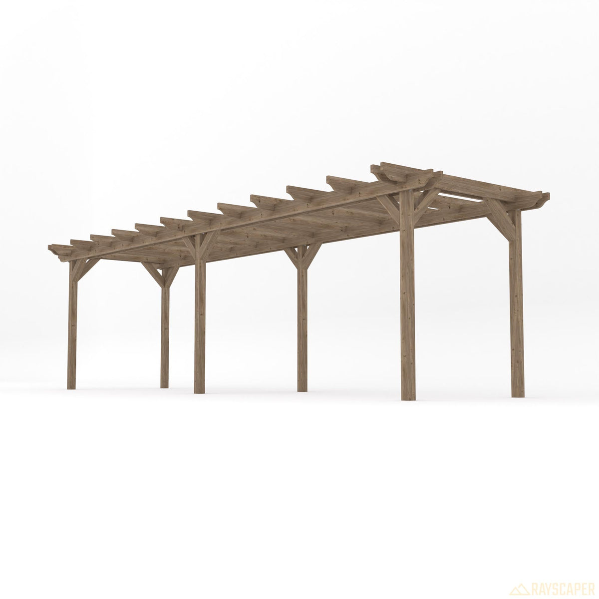 Freestanding Double Garden Pergola - Rustic Brown - 3m Width x 7.8m Length