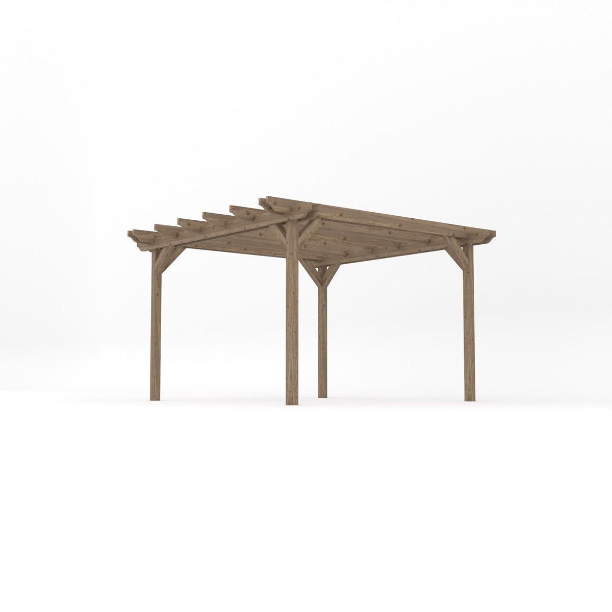 Freestanding Double Garden Pergola - Rustic Brown - 3.6m Width x 3.6m Length