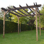 Freestanding Double Garden Pergola - Rustic Brown - 4.2m Width x 4.8m Length