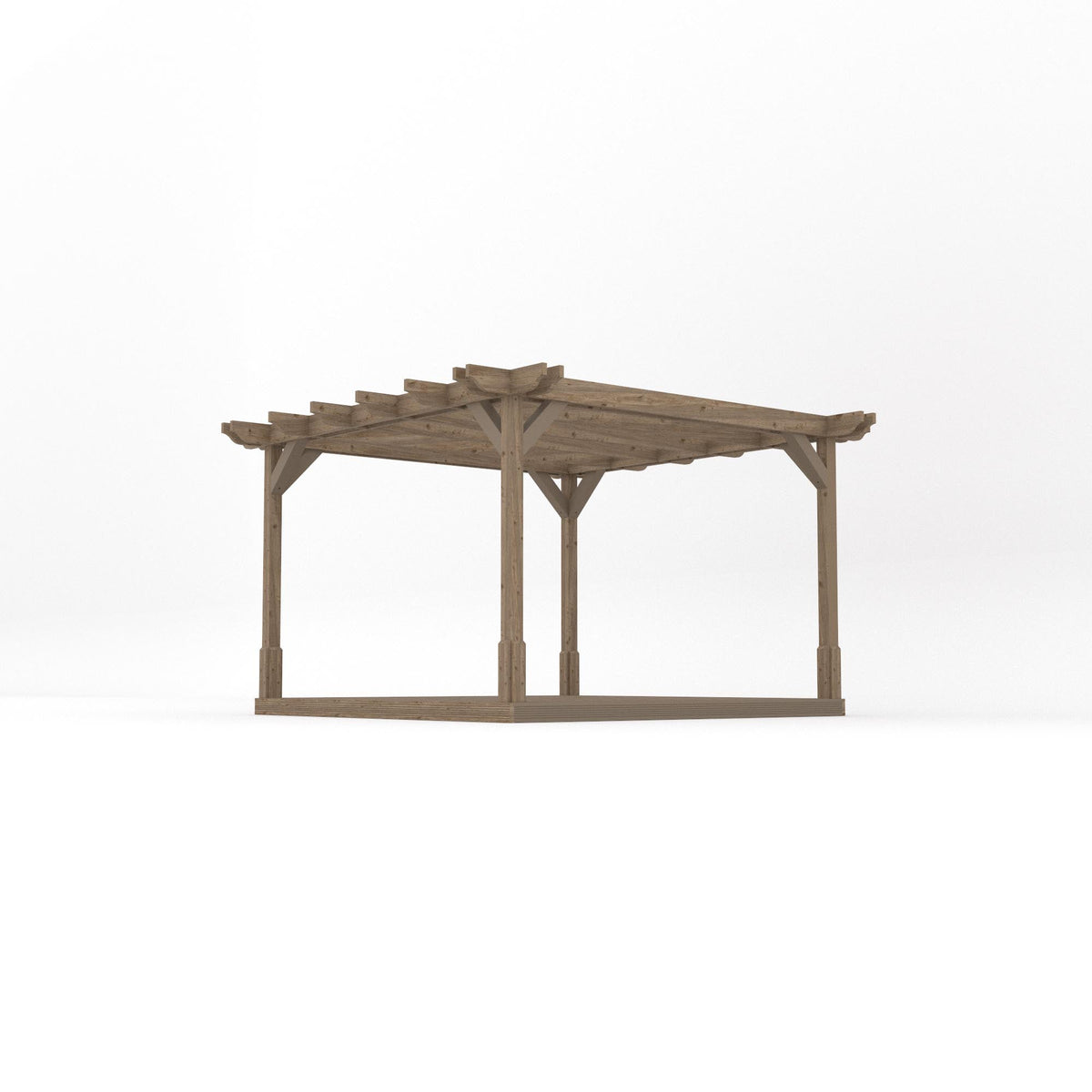 Freestanding Double Premium Pergola with Decking - Rustic Brown - 3.6m Width x 3.6m Length