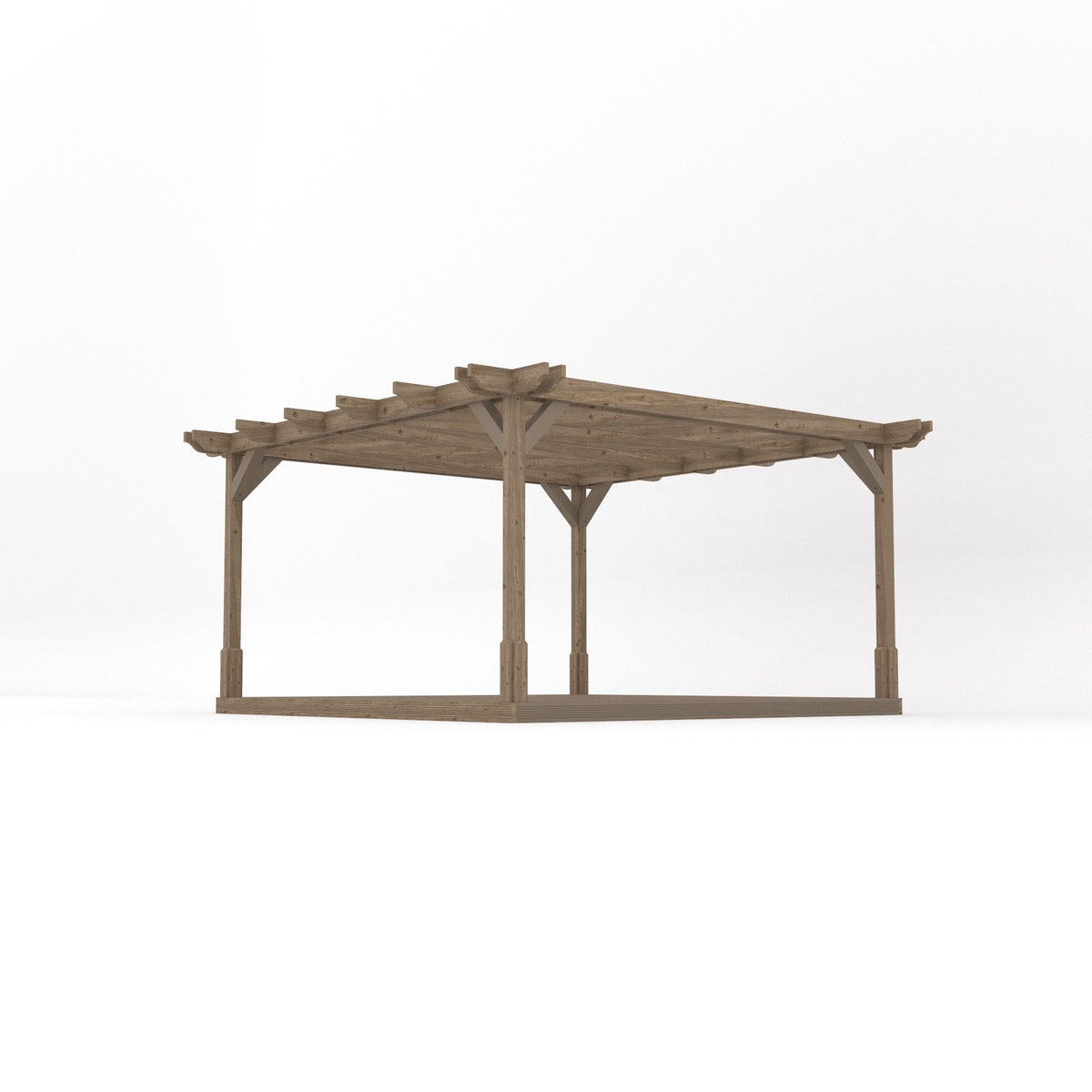 Freestanding Double Premium Pergola with Decking - Rustic Brown - 4.2m Width x 4.2m Length