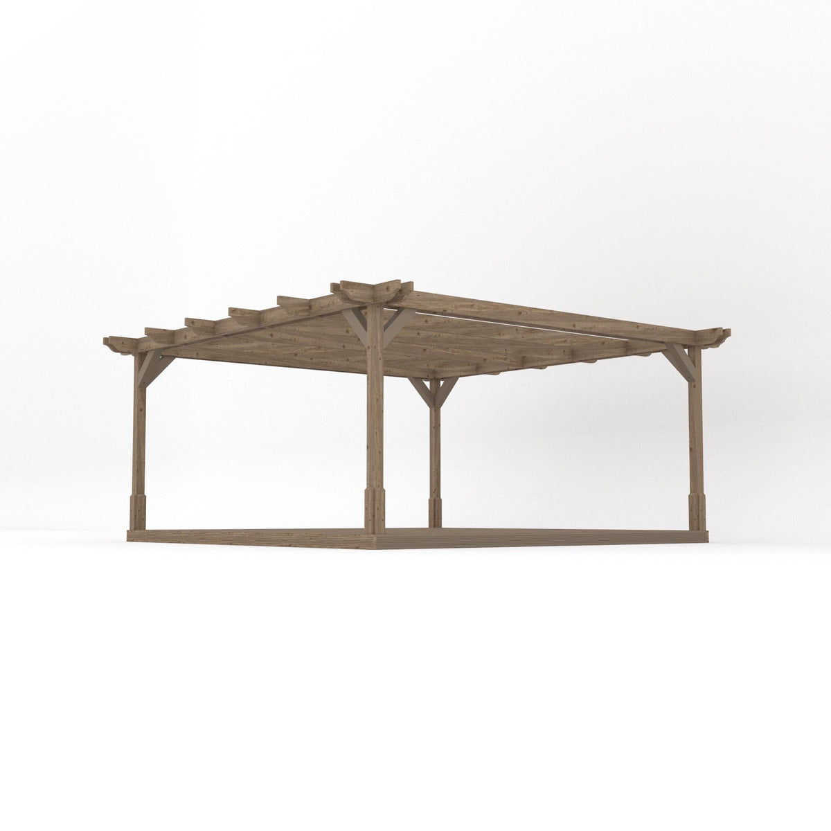 Freestanding Double Premium Pergola with Decking - Rustic Brown - 4.8m Width x 4.8m Length