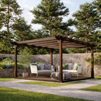 Freestanding Double Premium Pergola with Decking - Rustic Brown - 3m Width x 3m Length