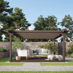Freestanding Double Premium Pergola with Decking - Rustic Brown - 3m Width x 3m Length