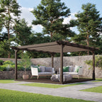 Freestanding Double Premium Pergola with Decking - Rustic Brown - 3.6m Width x 3.6m Length