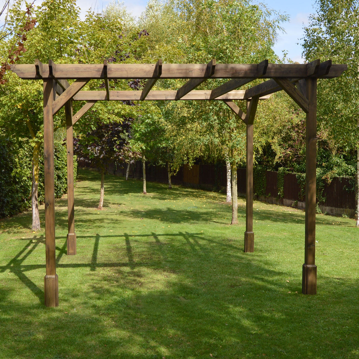 Freestanding Double Premium Pergola - Rustic Brown - 4.2m Width x 5.4m Length