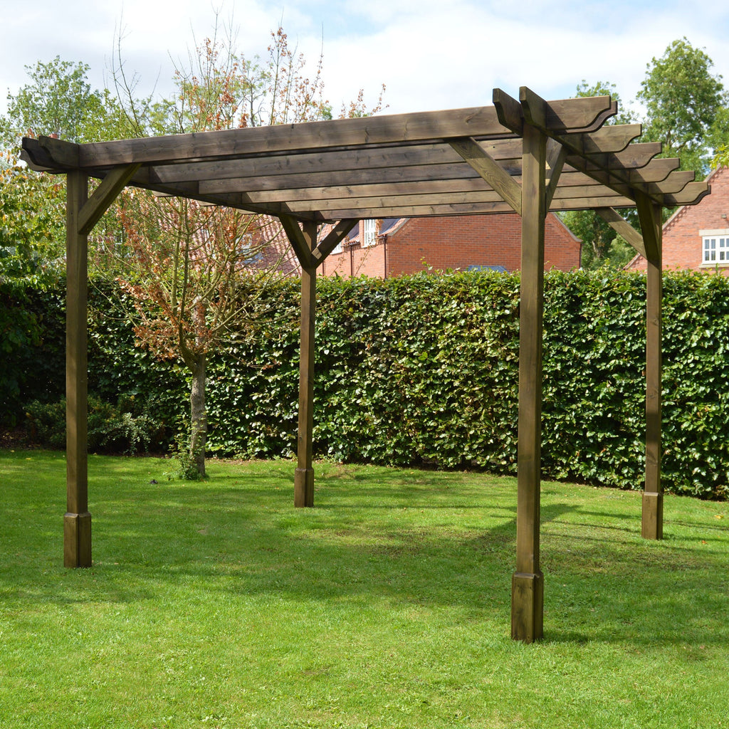 Freestanding Double Premium Pergola - Rustic Brown - 1.8m Width x 4.2m Length
