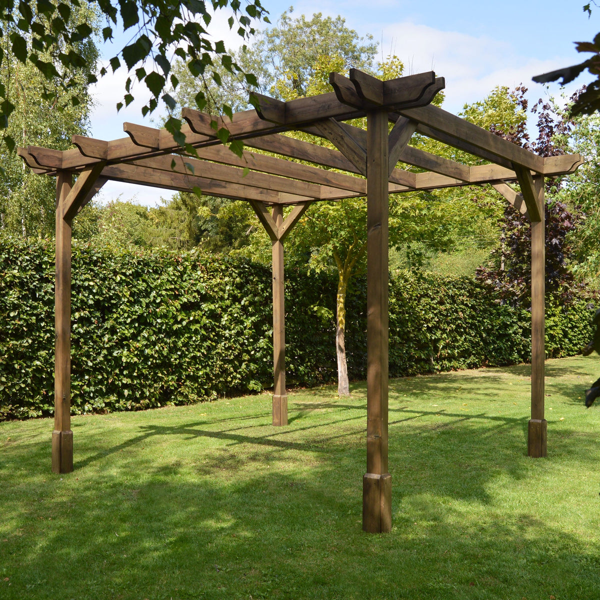 Freestanding Double Premium Pergola - Rustic Brown - 4.2m Width x 5.4m Length