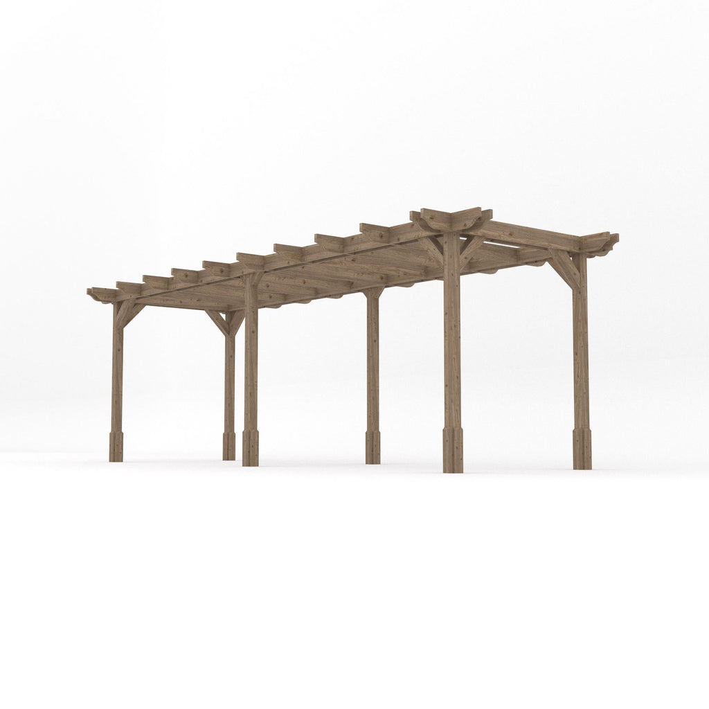 Freestanding Double Premium Pergola - Rustic Brown - 3m Width x 6.6m Length