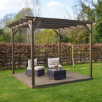Freestanding Garden Pergola with Decking - Rustic Brown - 4.2m Width x 4.2m Length