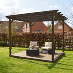 Freestanding Garden Pergola with Decking - Rustic Brown - 3.6m Width x 3.6m Length