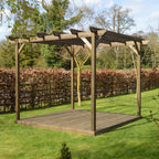 Freestanding Garden Pergola with Decking - Rustic Brown - 3.6m Width x 3.6m Length