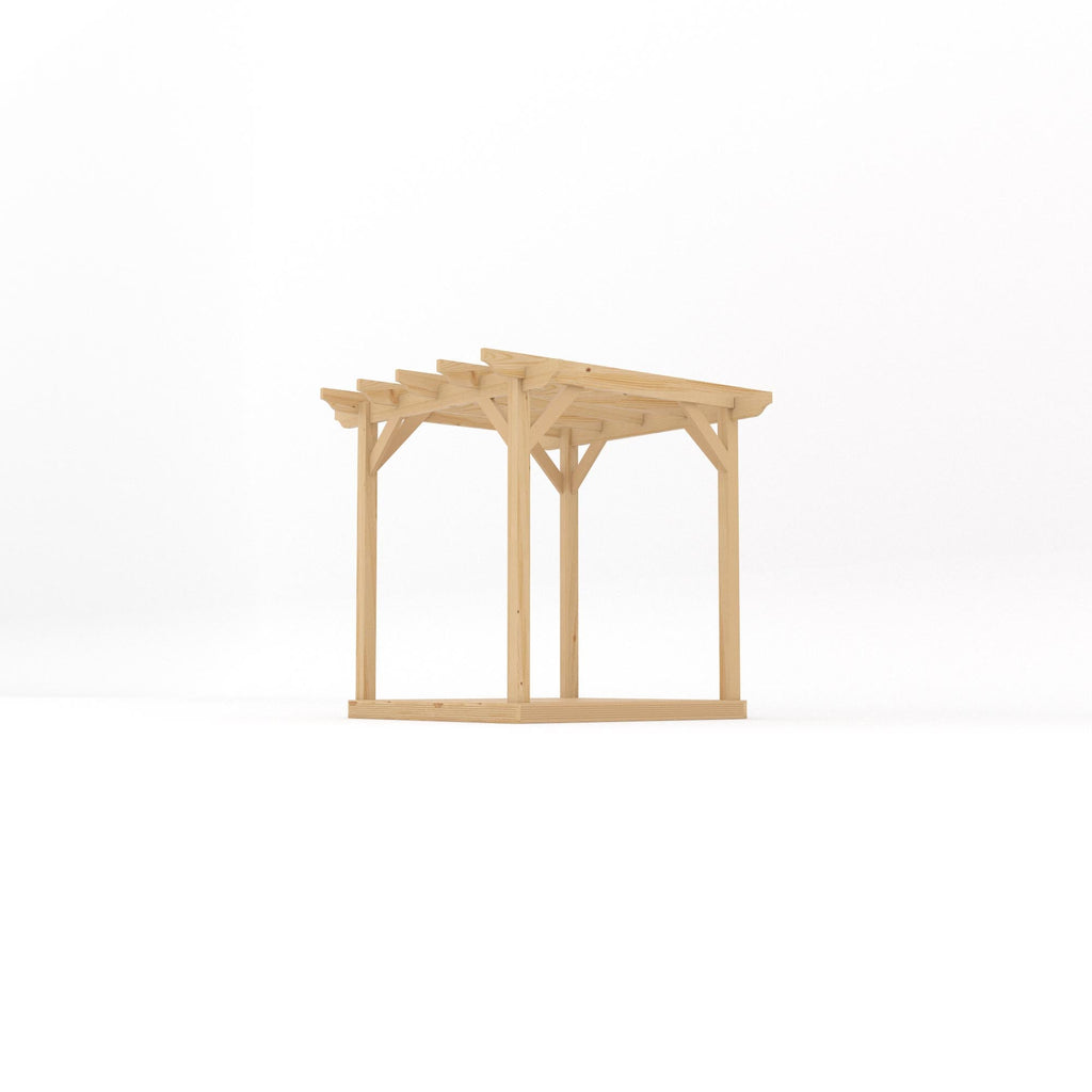 Freestanding Garden Pergola with Decking - Light Green - 2.4m Width x 2.4m Length